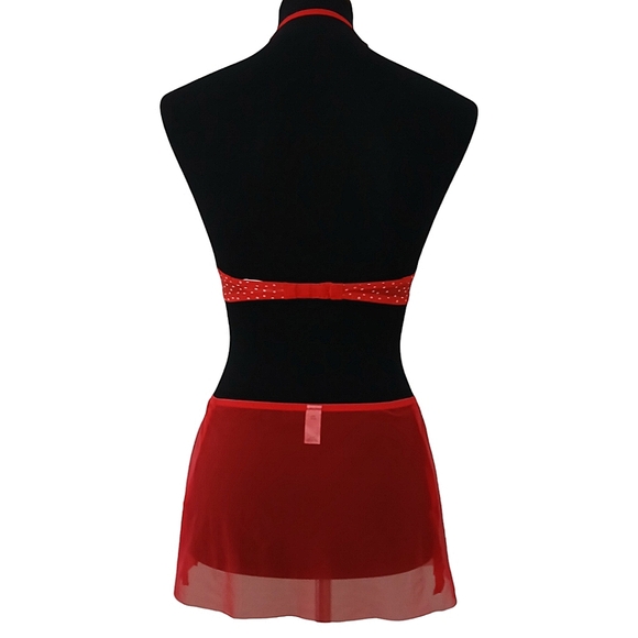 Victoria's Secret Red Polka Dot Lingerie Set Garter Belt Pin Up Size 34B L Retro - Picture 6 of 16